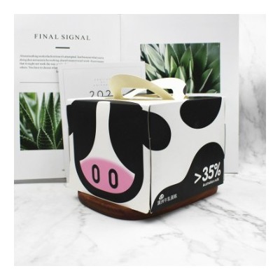 批发4寸澳洲牛乳蛋糕盒手提奶牛主题四寸牛乳蛋糕包装盒烘焙包装图2