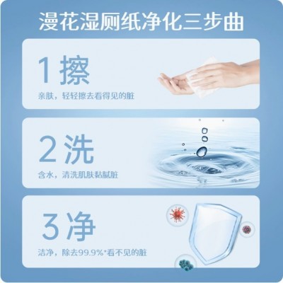 漫花湿厕纸家用大包80抽湿纸巾可冲散加厚清洁卫生湿巾纸代发图2