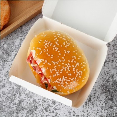免折叠汉堡盒 自折汉堡盒包装盒外卖打包纸盒 定 制 一次性食品盒图2