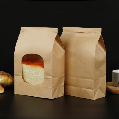 方底牛皮纸吐司袋透明开窗面包袋自封袋烘焙饼干袋蛋糕袋图2