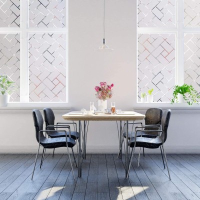 静电回形纹玻璃贴膜厂家批发透光不透明静电免胶磨砂玻璃贴纸图4