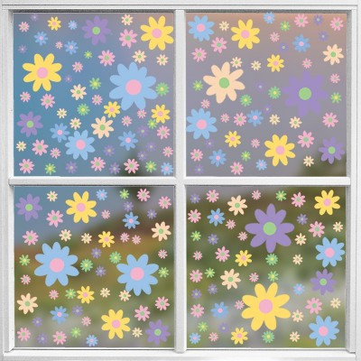 希音temu热销春季小花朵装饰氛围墙贴静电贴纸窗花春天小清新贴纸图4