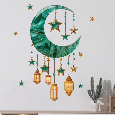 川豪新品中东节日绿月星澜玻璃贴免胶橱窗客厅冰箱静电贴纸窗花图3