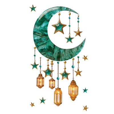 川豪新品中东节日绿月星澜玻璃贴免胶橱窗客厅冰箱静电贴纸窗花图5