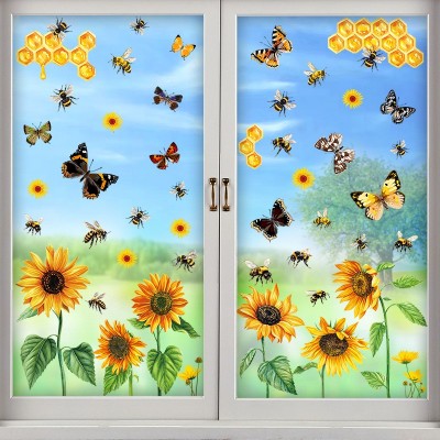 川豪新品亚马逊爆款春季装饰窗户贴纸蝴蝶向日葵春季装饰玻璃贴纸图2