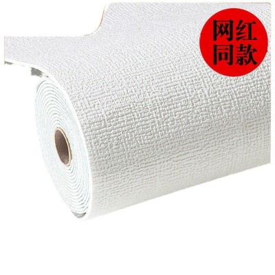 亚麻墙纸自粘防水防潮防霉墙布3d立体墙贴壁纸卧室温馨翻新墙贴纸图5