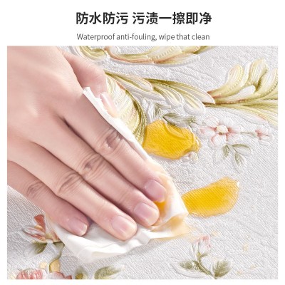 墙纸自粘防水防潮家用壁纸墙面装饰遮丑3d立体浮雕墙布背景墙贴纸图3