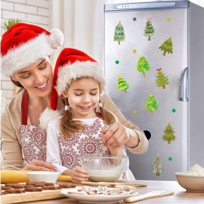 跨境新款圣诞节圣诞树装饰墙贴橱窗玻璃贴自粘贴画节日气氛礼物图3