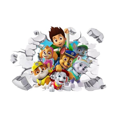 汪汪队3D卡通狗狗贴纸巡逻队墙纸墙贴男孩房间卧室贴画儿童自粘画图5