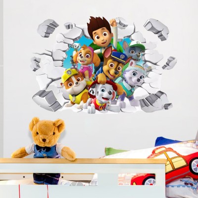 汪汪队3D卡通狗狗贴纸巡逻队墙纸墙贴男孩房间卧室贴画儿童自粘画图4