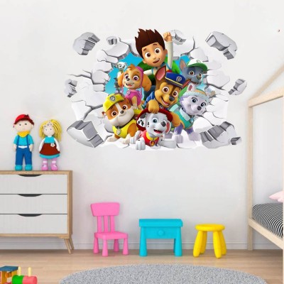 汪汪队3D卡通狗狗贴纸巡逻队墙纸墙贴男孩房间卧室贴画儿童自粘画图3