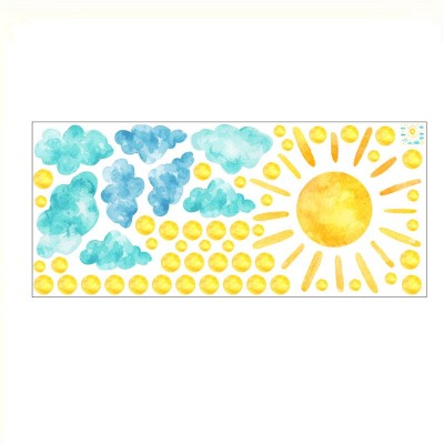Boho水彩太阳云朵创意墙贴纸客厅卧室背景墙装饰墙贴画厂家批发图5