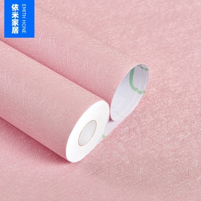 简约纯色蚕丝自粘墙纸PVC客厅卧室背景墙装修防潮防水自沾壁纸3米图4