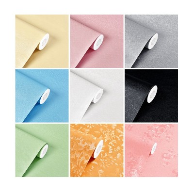 简约纯色蚕丝自粘墙纸PVC客厅卧室背景墙装修防潮防水自沾壁纸3米图5