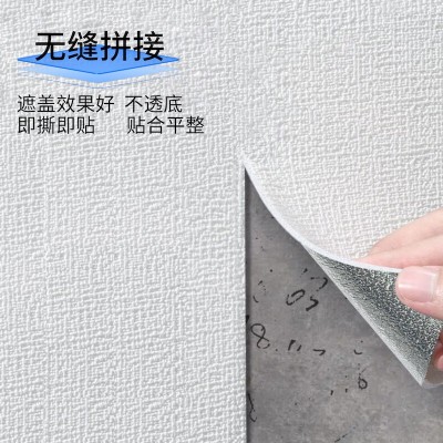 墙纸自粘批发卧室防水防潮宿舍翻新贴纯色白色直播背景墙贴纸壁纸