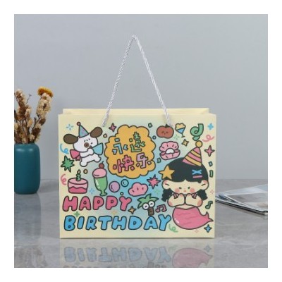 儿童卡通礼品袋生日礼物袋手提袋派对袋子蛋糕可爱牛皮纸袋包装