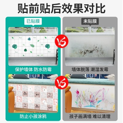 乳胶漆墙面保护膜透明防水墙纸自粘餐桌墙壁防脏护墙贴不伤墙贴纸图5