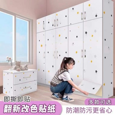 柜子桌面家具翻新贴纸衣橱柜桌子自粘白色墙纸衣柜门厨房改造壁纸图2