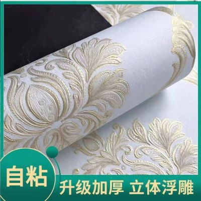加厚无纺布自粘墙贴立体浮雕3d打印欧式卧室壁纸客厅电视背景墙纸图2