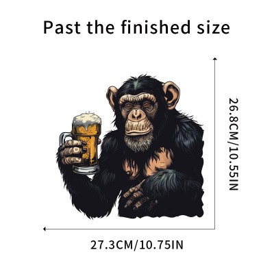 款黑猩猩在喝啤酒装饰防水墙贴卫生间马桶表面客厅自粘pvc贴纸图5