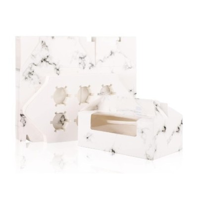 大理石纹六孔蛋糕盒手提纸杯烘焙包装盒蛋糕杯子蛋挞纸盒包装批发图2