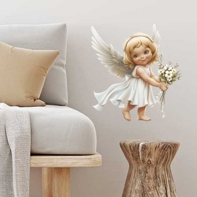 耶稣新款天使女宝宝捧花装饰墙贴客厅卧室玄关自粘pvc材质贴纸图2