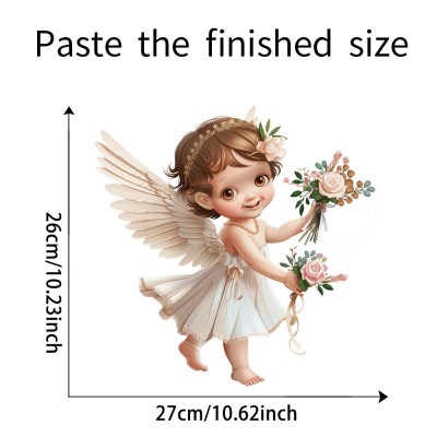 耶稣新款天使女宝宝捧花装饰墙贴客厅卧室玄关自粘pvc材质贴纸图5