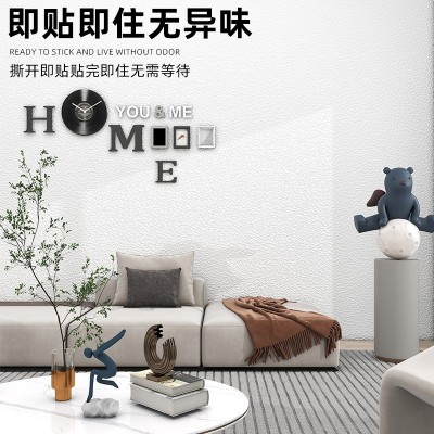 粘墙纸水泥墙墙贴防撞硅藻泥3D立体防水防潮防霉背景墙卧室壁纸图2