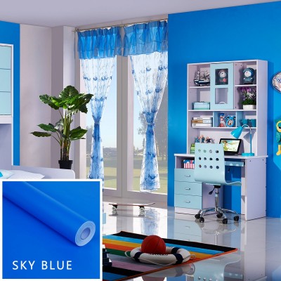 带胶自粘墙纸客厅卧室玄关壁纸学生宿舍橱柜家居翻新墙贴纯色墙纸图2