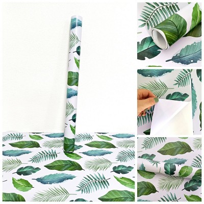一米墙贴清新叶子带胶墙纸客厅卧室玄关壁纸宿舍店铺橱柜翻新壁纸图5
