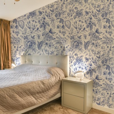 ATW7021创意蓝色花卉客厅卧室柜子背景墙装饰家居装饰贴自粘贴