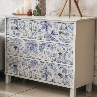 ATW7021创意蓝色花卉客厅卧室柜子背景墙装饰家居装饰贴自粘贴图2