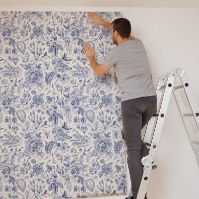 ATW7021创意蓝色花卉客厅卧室柜子背景墙装饰家居装饰贴自粘贴图4