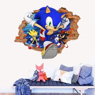 跨境专供索尼克贴纸Sonic卡通动漫儿童房卧室自粘PVC墙贴装饰贴画图3