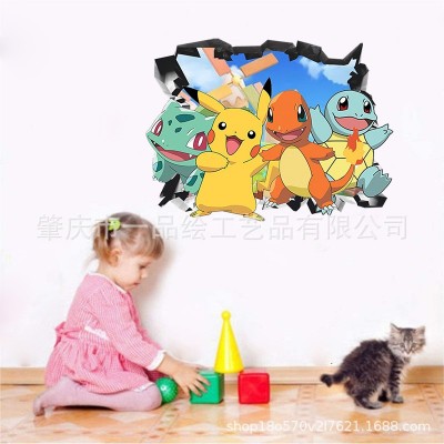 卡通动漫墙贴皮卡丘贴纸男孩卧室儿童房自粘PVC装饰宝可梦贴画图4