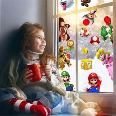 超级马里奥墙贴卡通动漫儿童房装饰贴画PVC涂鸦衣柜橱窗玻璃贴纸图3