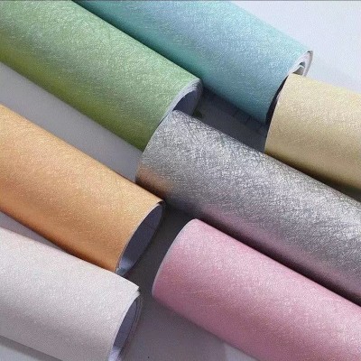 纯色仿蚕丝纹墙纸 欧式自粘防水防污壁纸 卧式客厅背景墙贴纸