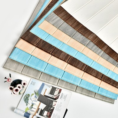 3d立体墙壁纸自粘防水防撞防潮防霉墙贴仿木纹墙裙吊顶天花板贴纸图4