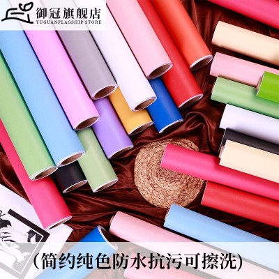 wallpepers墙纸自粘壁画pvc宿舍防水壁纸加厚纯色家用白色黑色贴图2