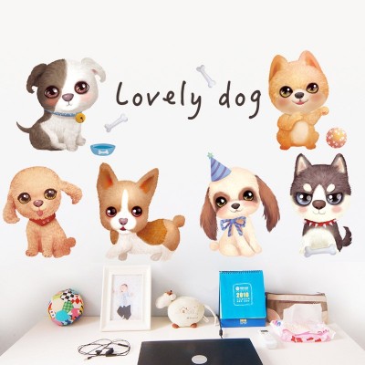 GS9701卡通小狗墙壁贴画儿童床头卧室装饰墙贴纸墙面门贴墙纸自粘图4