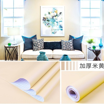 自粘墙纸加厚防水PVC壁纸墙贴纯色即时贴家具翻新贴纸橱柜贴图3