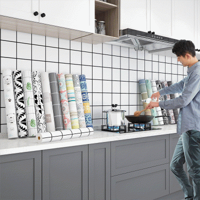 定制 厨房防油贴纸墙面自粘墙纸防水瓷砖墙贴膜橱柜灶台面耐高温图2