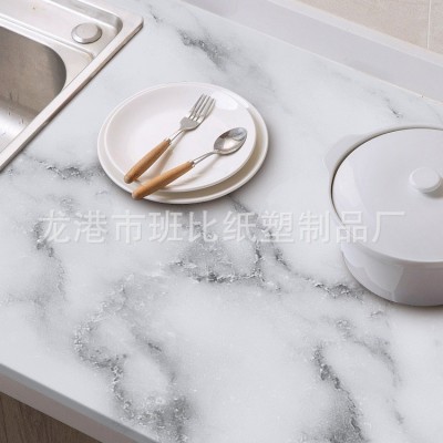 批发防水pet防油贴纸厨房贴纸仿大理石纹贴纸壁纸窗台衣橱柜子翻图2