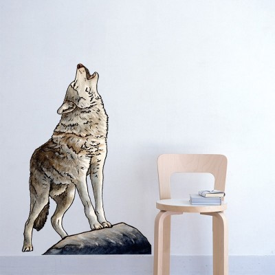 跨境新款咆哮狼吼叫自粘pvc墙贴 卧室客厅翻新布置可移除墙贴批发图2