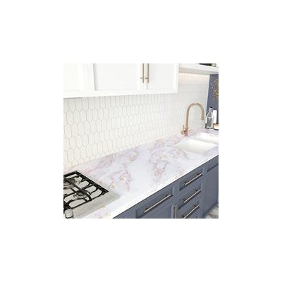 加厚白金大理石墙纸即时贴厨房台面装饰纸防水哑光大理石壁纸柜台图3