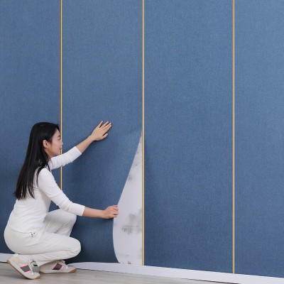 亚麻加厚墙布自粘墙纸床头软包墙板电视背景墙贴防水卧室装饰墙纸图2