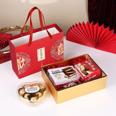 抽屉式伴手礼空盒手提不费手结婚宝宝乔迁祝寿吾家有喜喜糖礼品盒图2