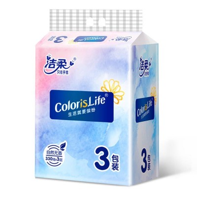 洁柔抽纸实惠家庭装纸面巾自然无香缤纷软抽餐巾纸3层110抽3包/提图4