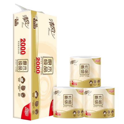 清风原木纯品有芯卷筒纸4层2000克10卷卫生纸厕纸家庭实惠装图2