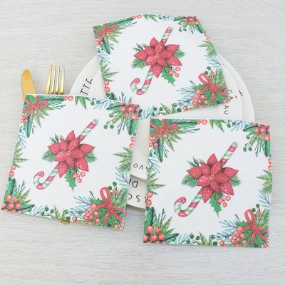 彩色双层印花花草餐巾纸印花方巾纸西餐厅派对婚庆玫瑰花纸巾现货图2